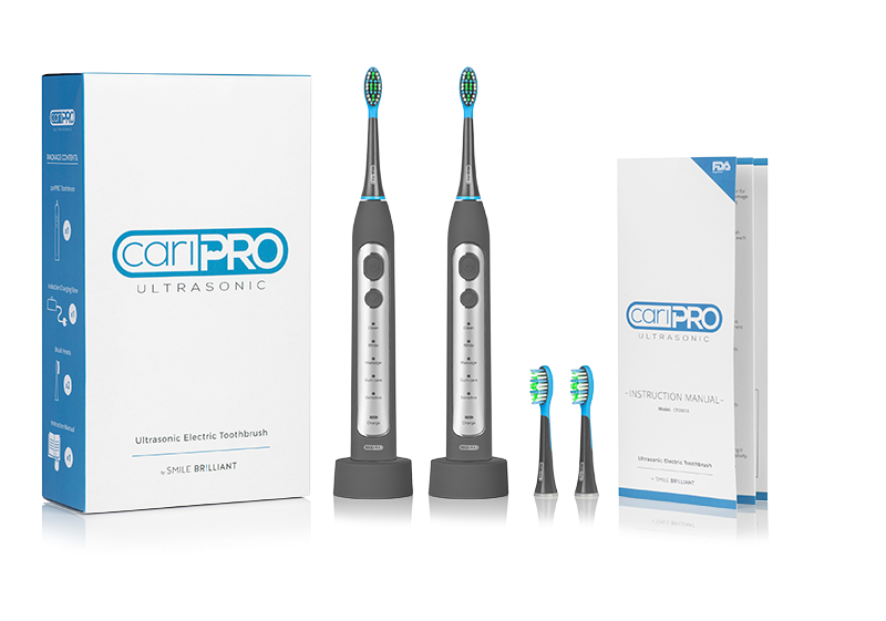 Couples Package: 2 cariPRO Electric toothbrushes with 4 replacement brush heads