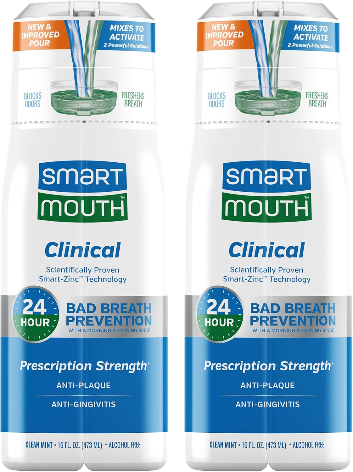 SmartMouth™ Clinical Activated Mouthwash (2 bottles, 16oz each)